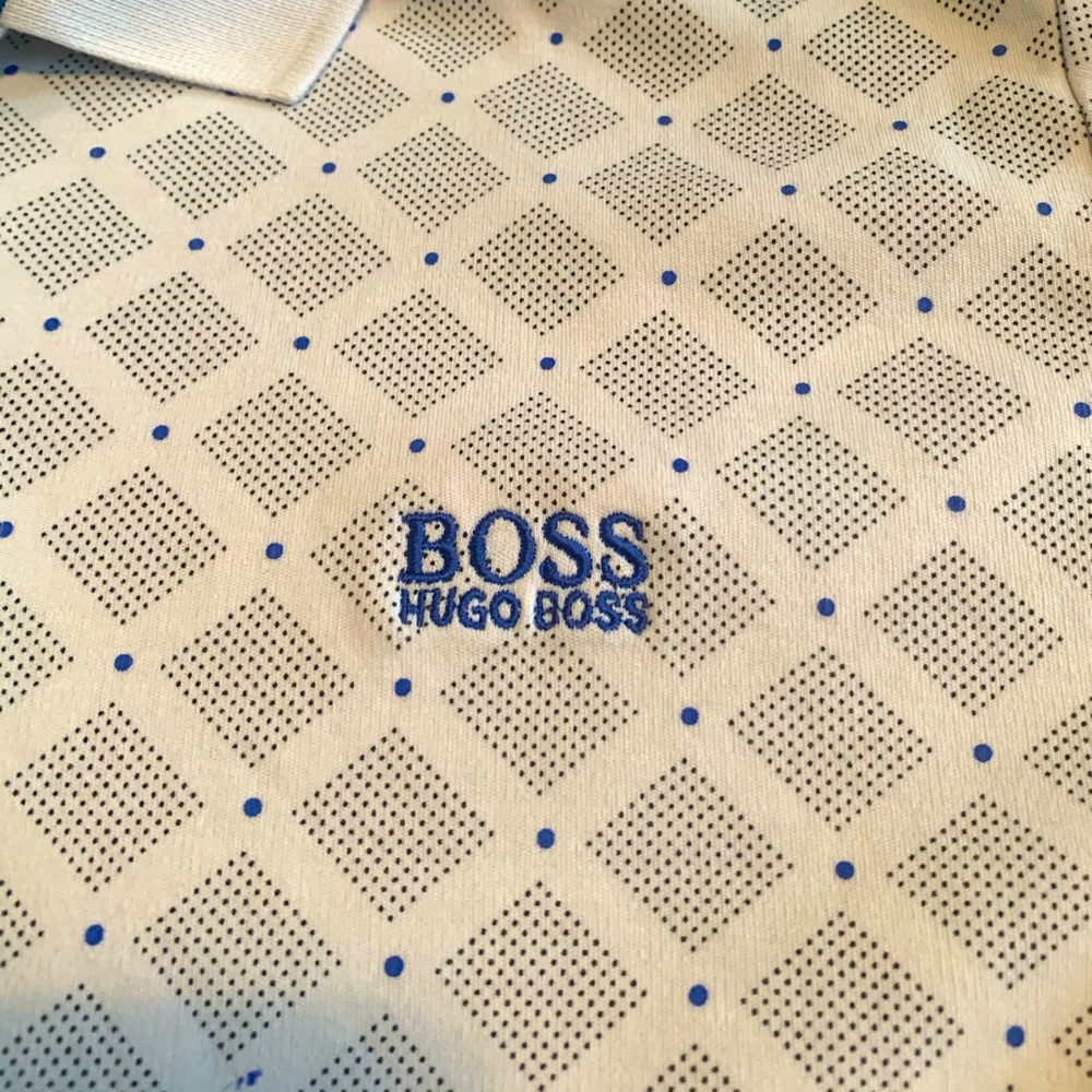 Hugo Boss Polo Grey & White Pattern Size Large